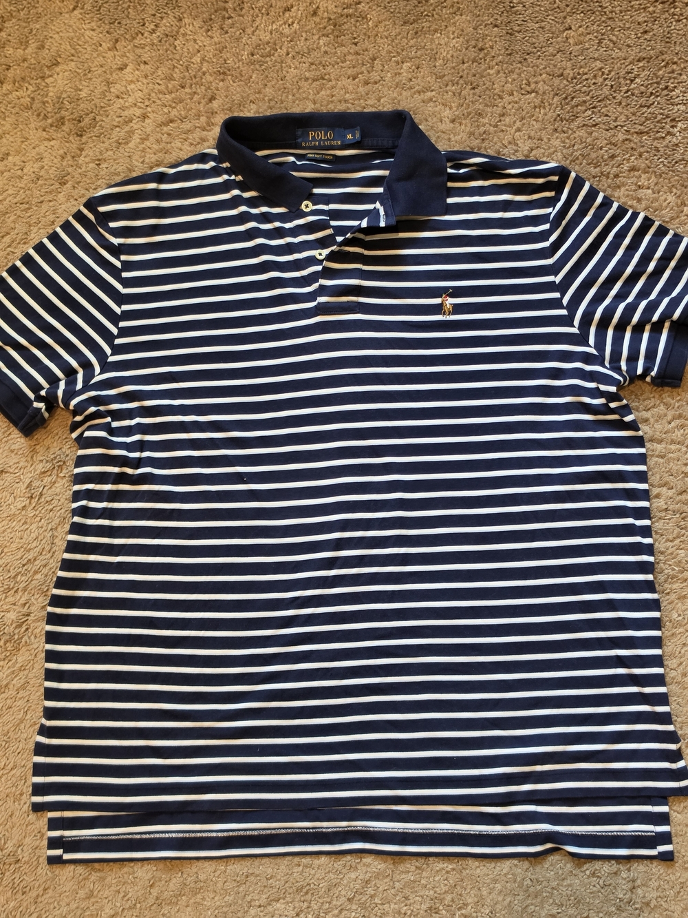 Ralph Lauren Navy and White Striped Polo Shirt